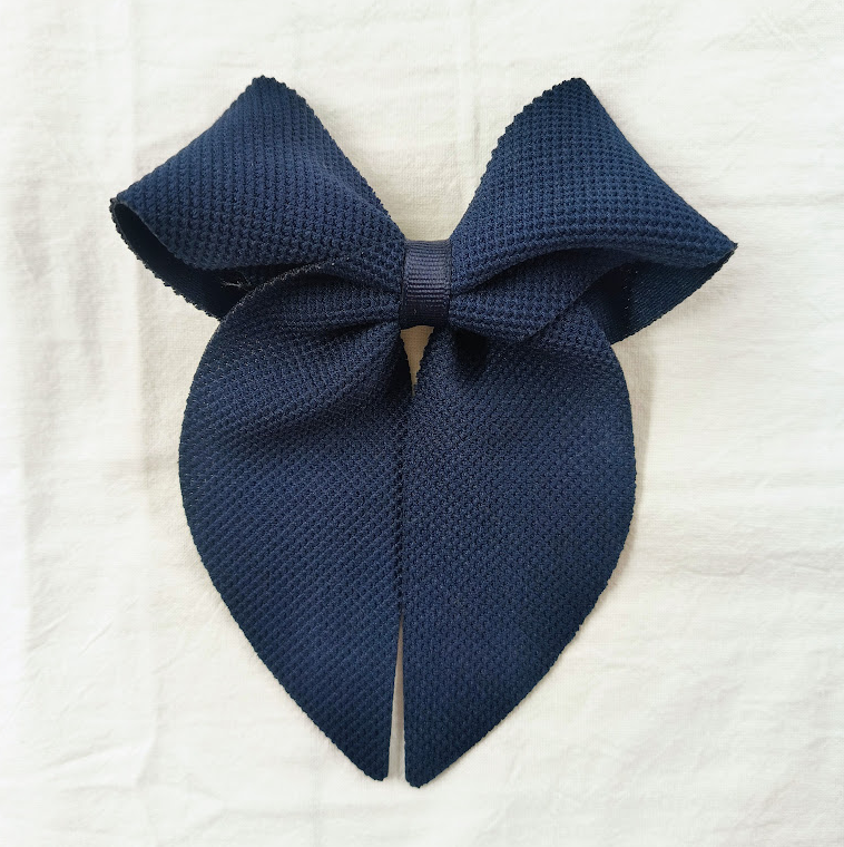 Medium Textured Navy Bow w/ Tail