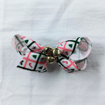 Mini Christmas Icon Checks Bow w/ Bells