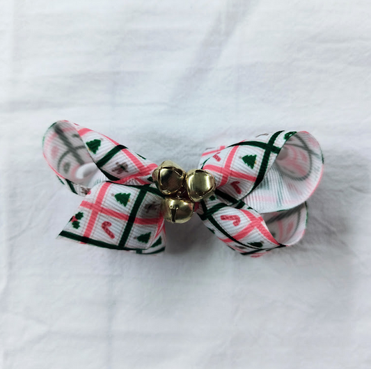Mini Christmas Icon Checks Bow w/ Bells