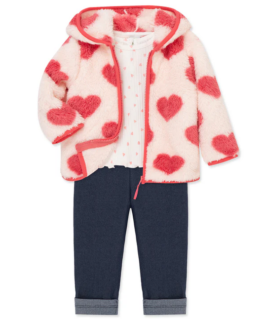 3pc Sherpa Heart Jacket set