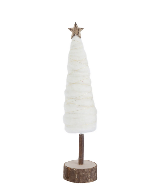 Wool Christmas Tree w/ Star & Wood Base