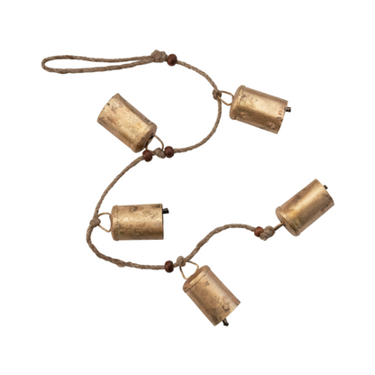 Hanging Metal Bells w/ Beads & Jute Rope