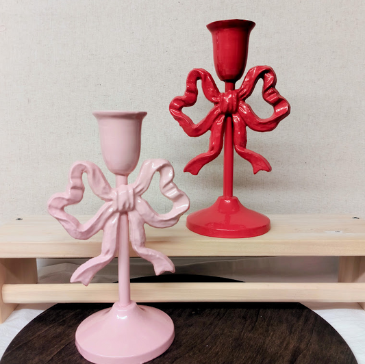 8"H Cast Iron Bow Taper Holder, 2 Colors