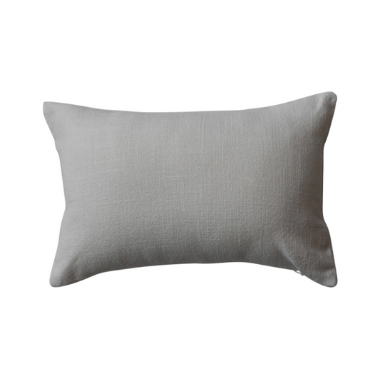 Cotton Slub Lumbar Pillow w/ Embroidered Trees & Beads