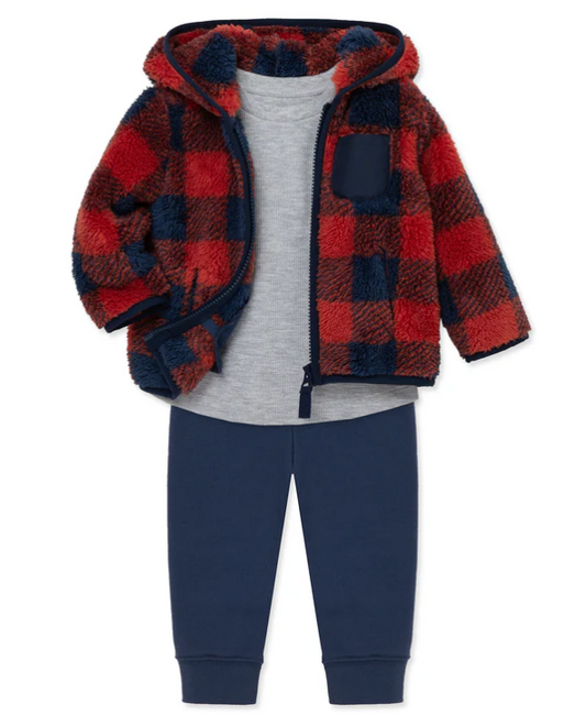 Check 3-Piece Sherpa Set