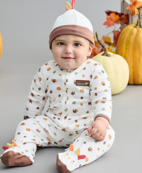 My First Thanksgiving Footie w/ Hat