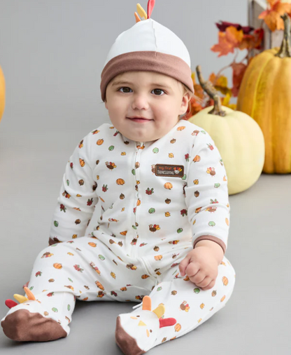 My First Thanksgiving Footie w/ Hat