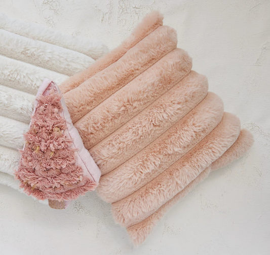 18" Square Faux Fur Pillow w/ Velvet Back