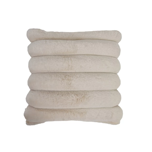 18" Cream Faux Fur Pillow w/ Velvet Back