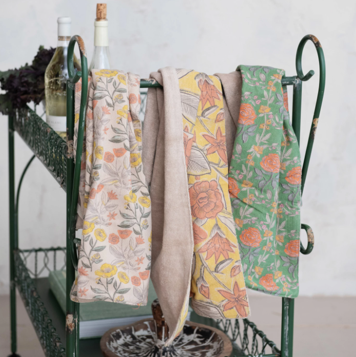 Cotton Floral Tea Towels & Terry Back, 3 Styles