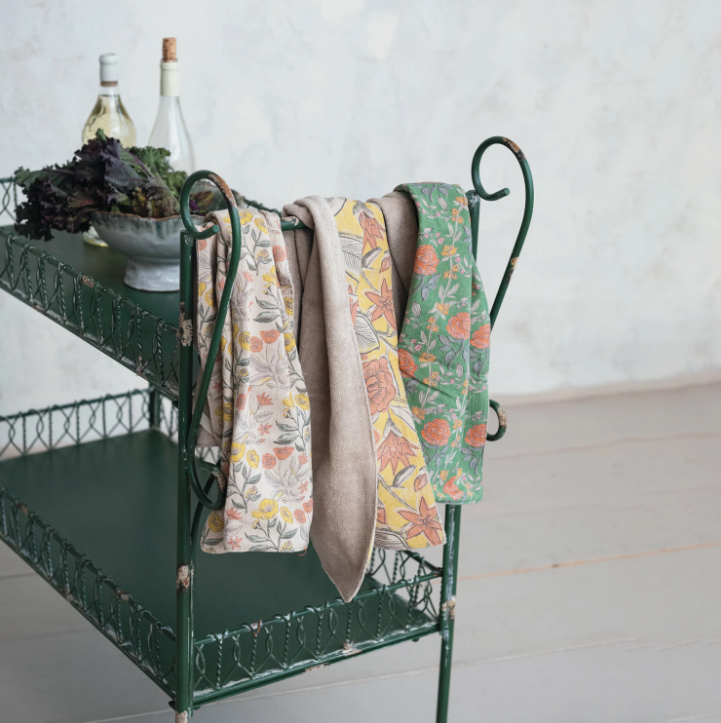 Cotton Floral Tea Towels & Terry Back, 3 Styles