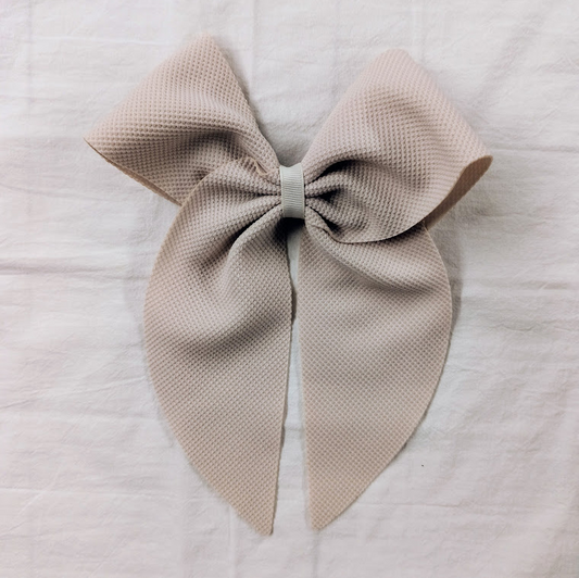 Large Textured Cream Bow w/ Tails
