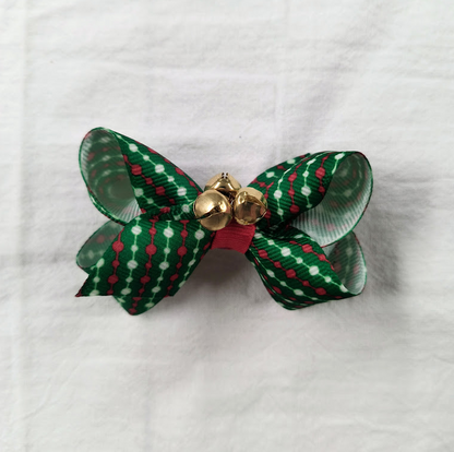Mini Christmas Bauble Stripes Bow w/ Bells
