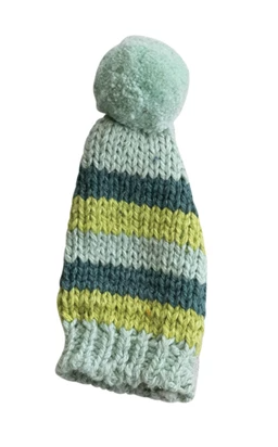 4"H Cotton Knit Hat Bottle Topper w/ Pom Pom, Assorted