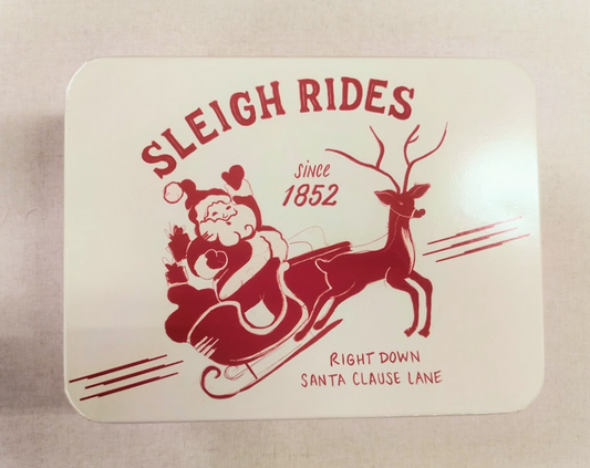 Decorative Tin w/ Vintage Sleigh Rides Design