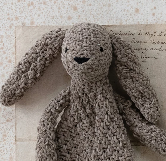 Knit Fabric Chenille Bunny Toy, 2 Colors