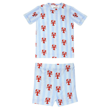 Blue Stripes + Lobsters Short Sleeve + Shorts PJ Set