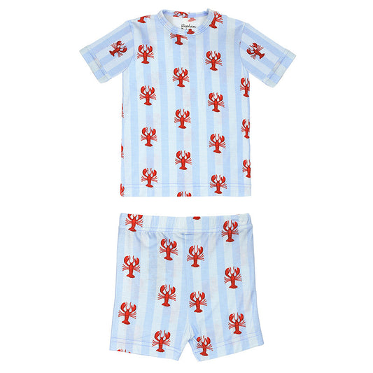 Blue Stripes + Lobsters Short Sleeve + Shorts PJ Set