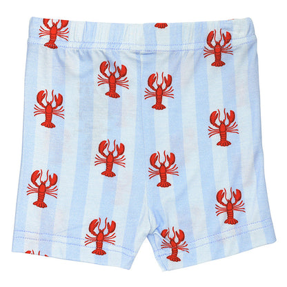Blue Stripes + Lobsters Short Sleeve + Shorts PJ Set