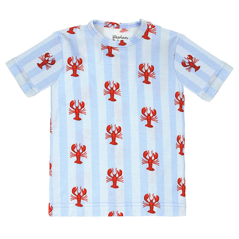 Blue Stripes + Lobsters Short Sleeve + Shorts PJ Set