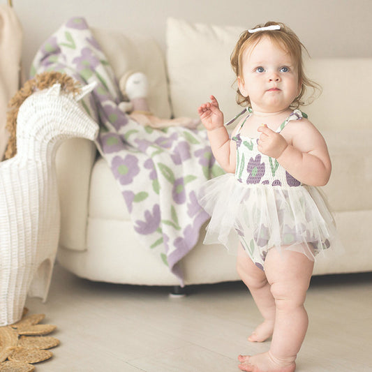 Purple Floral Tutu Bubble Romper