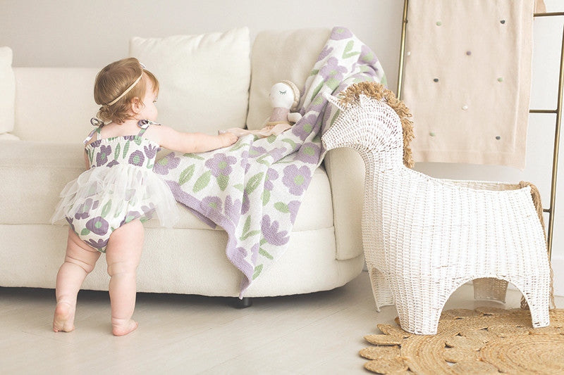 Purple Floral Tutu Bubble Romper