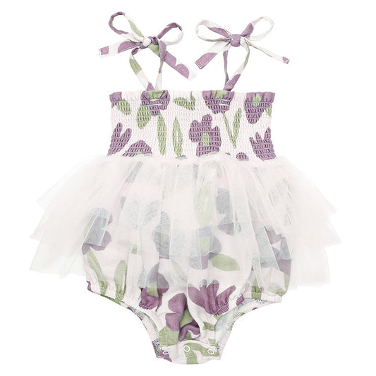 Purple Floral Tutu Bubble Romper