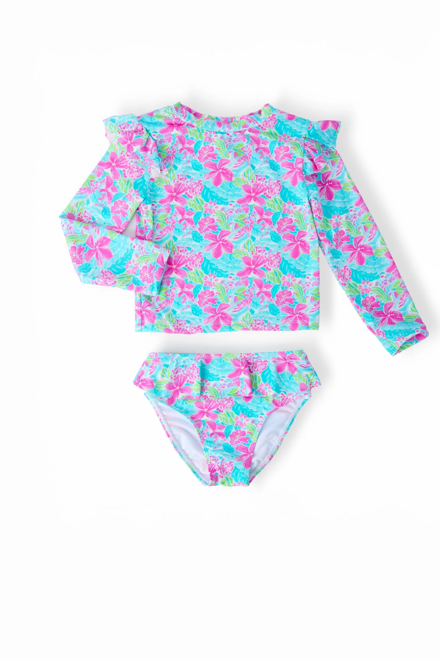 Tropical Punch L/S Flutter Rashguard Swimsuit Set