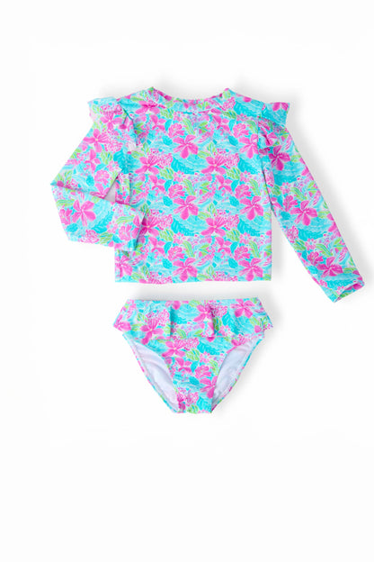 Tropical Punch L/S Flutter Rashguard Swimsuit Set