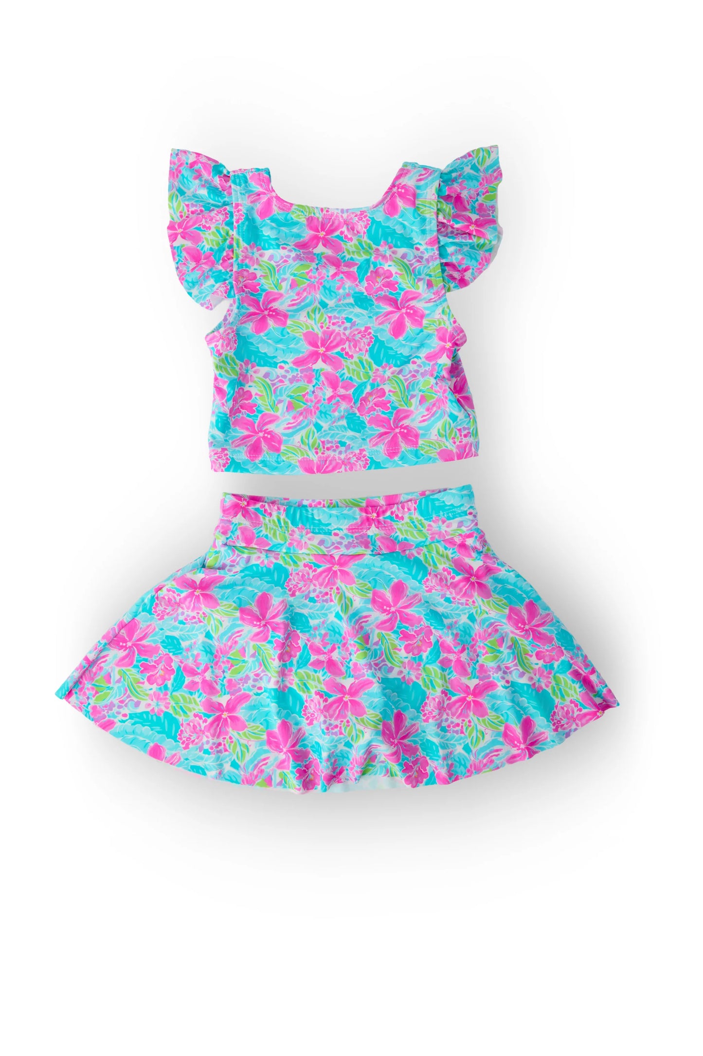 Tropical Punch Flutter Sleeve Twirl-kini Swimsuit Set