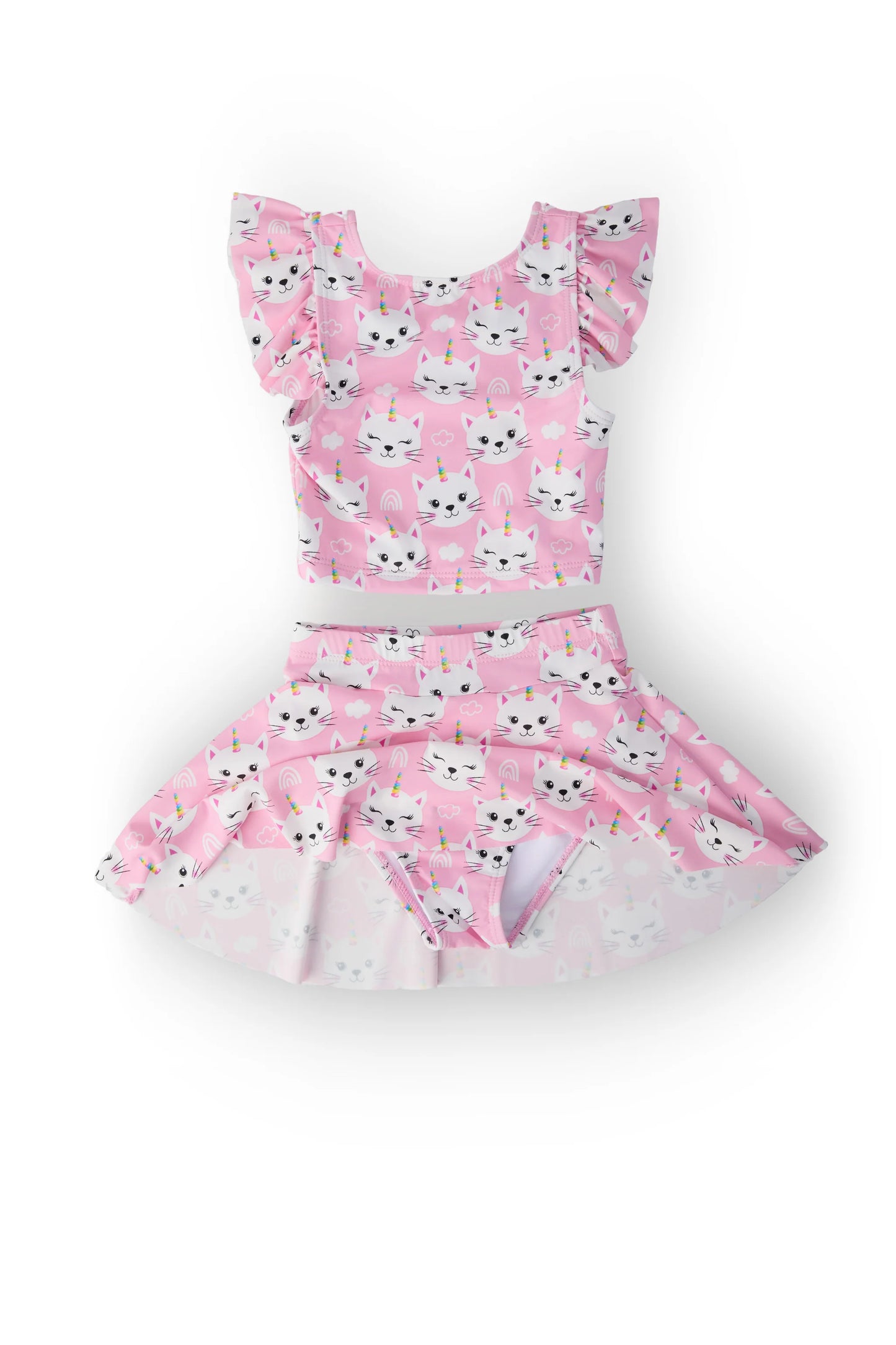Unicorn Kitties Flutter Sleeve Twirl-kini Swimsuit Set