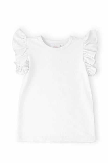 White S/S Ruffle Tee
