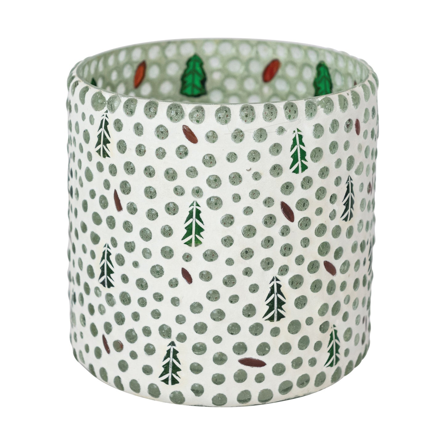 Glass Mosaic Candle/Votive Holder with Trees
