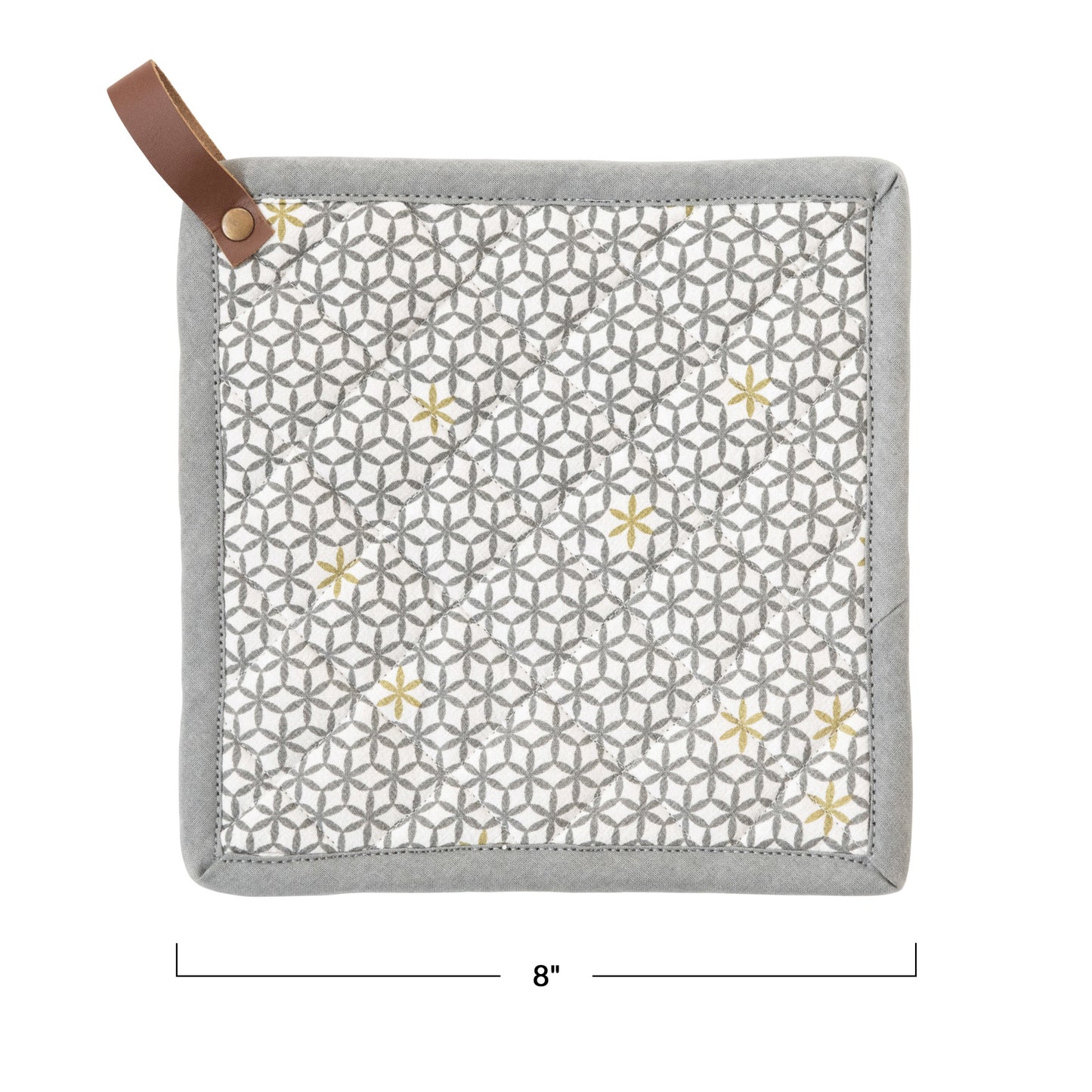 Square Cotton Pot Holder with Leather Loop
