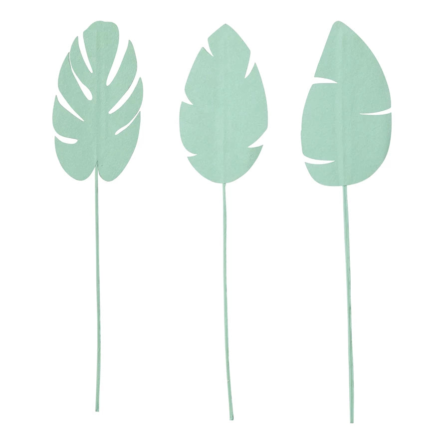 24" Mint Green Paper and Wire Leaf Pick