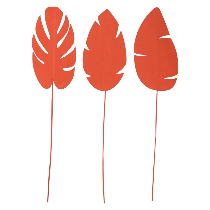 37" Red Paper and Wire Leaf Pick