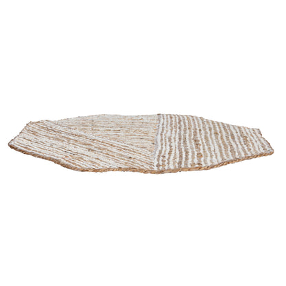 15"L x 15"W Cotton & Jute Embroidered Octagon Shaped Placemat, Natural & White
