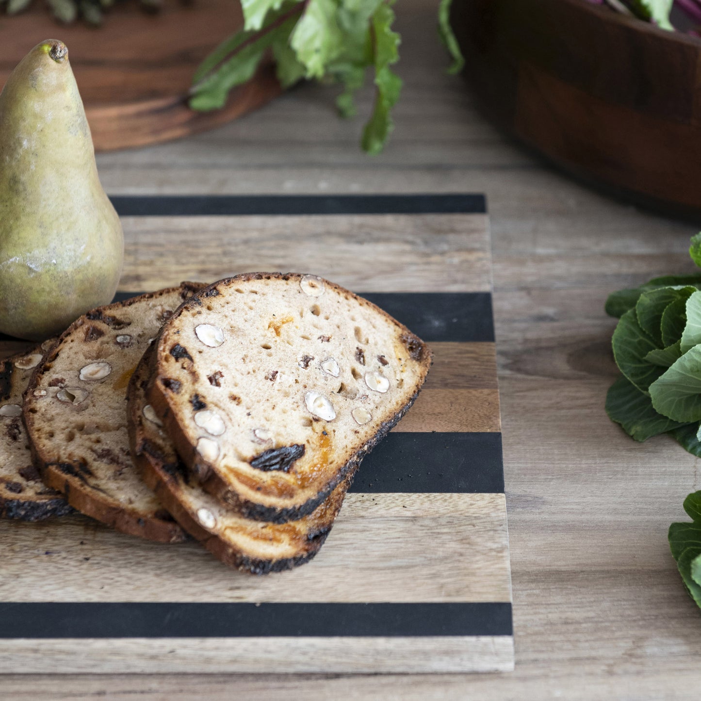 Mango Wood Cheese/Cutting Board w/ Stripes