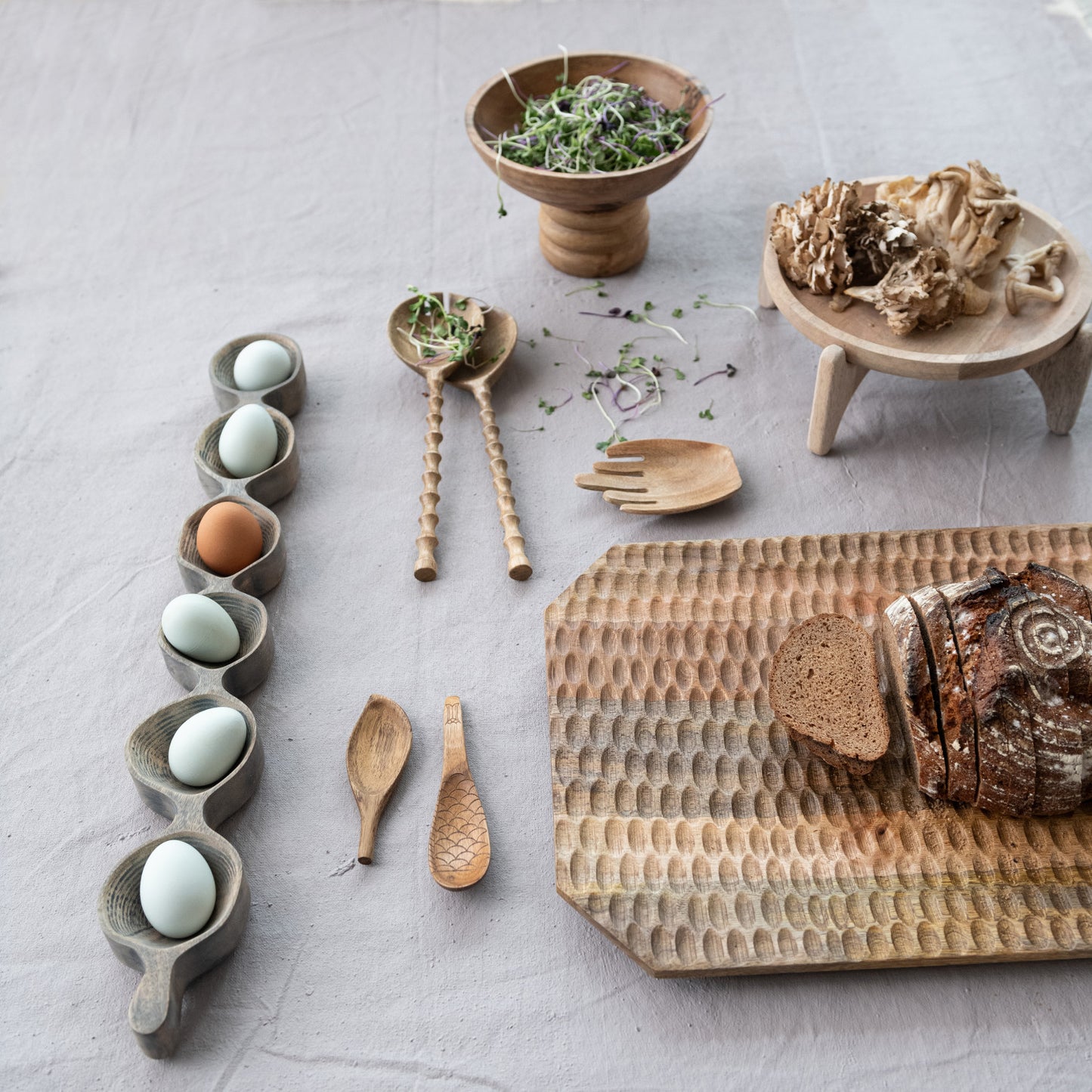 Carved Mango Wood Tray, Natural