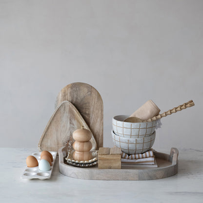 Stoneware Egg Holder, Reactive Glaze, White (Holds 12 Eggs)