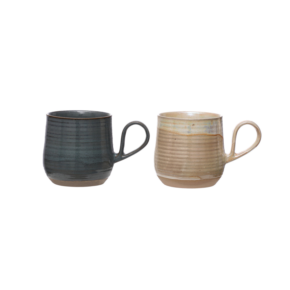 18 oz. Stoneware Mug, Reactive Glaze & Unglazed,
