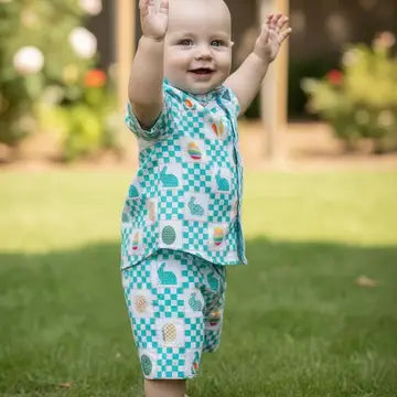 Easter Checker Printed Boys 2 Piece Set