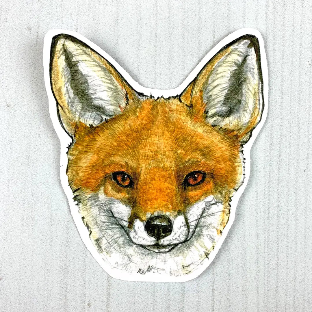 Red Fox Face Vinyl Sticker