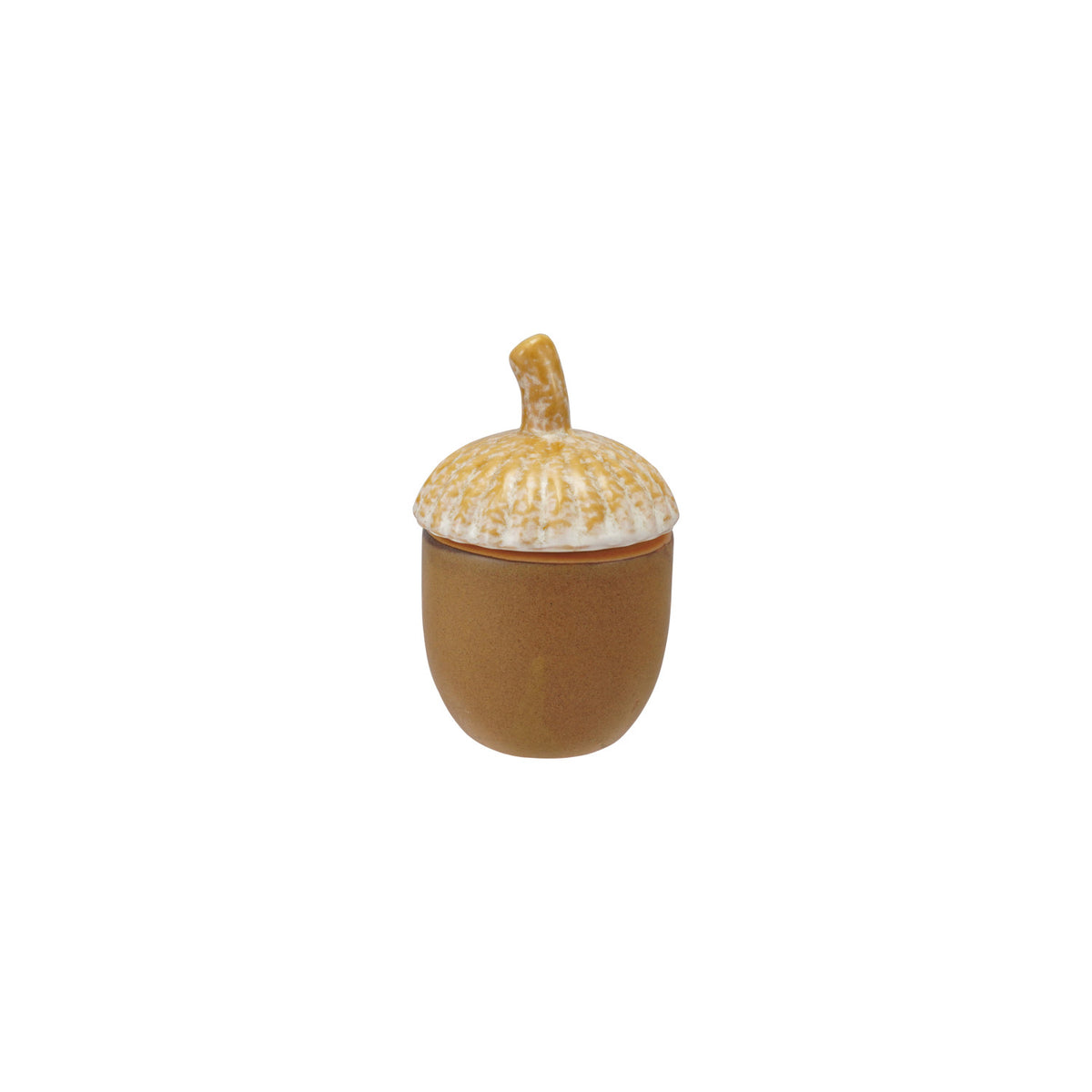 Stoneware Acorn Shaped Jar with Lid, Matte Reactive Glaze