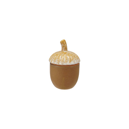 Stoneware Acorn Shaped Jar with Lid, Matte Reactive Glaze