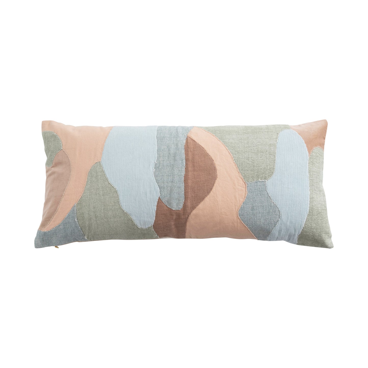 36" x 16" Cotton Blend Patchwork Lumbar Pillow