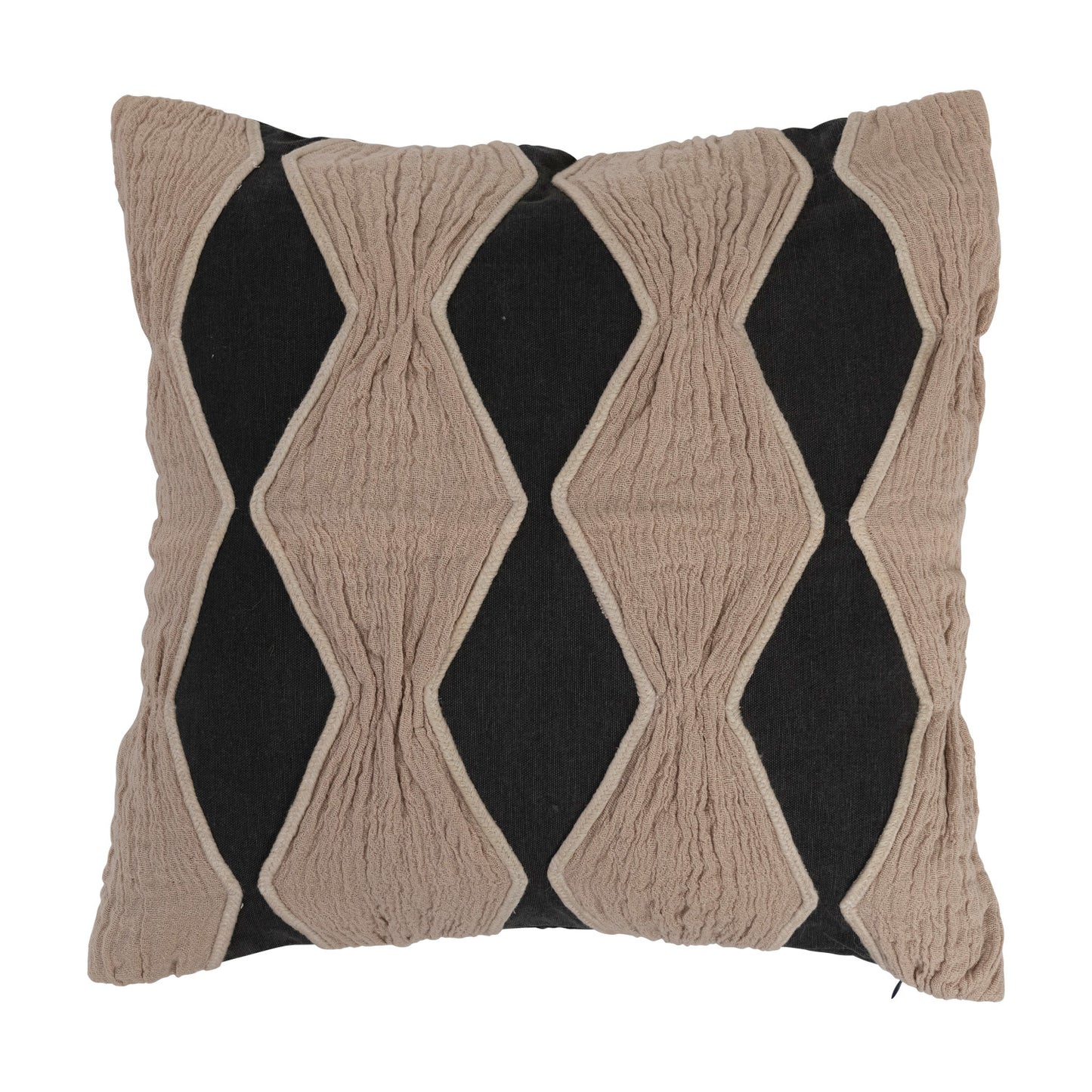 18" Cotton Pillow w/ Applique & Diamond Pattern