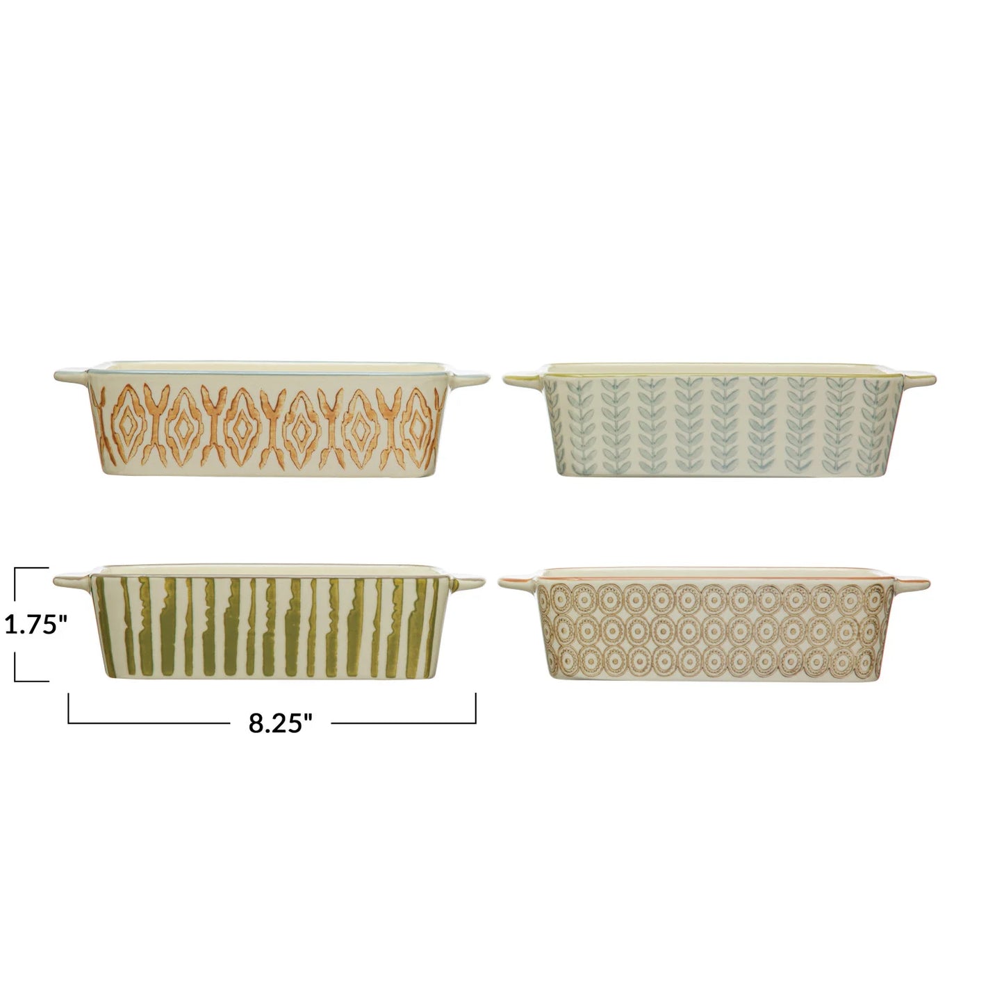 2-1/2 Cup Hand-Stamped Stoneware Baker w/ Pattern