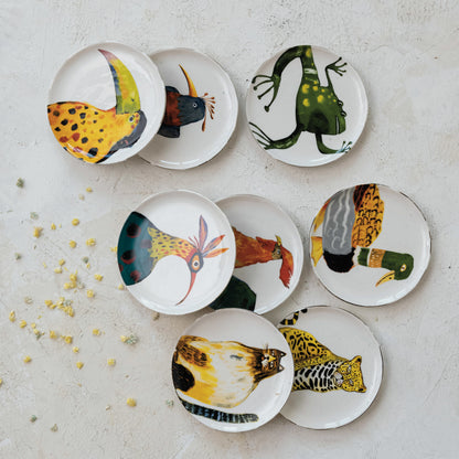 Stoneware Plate w/ Animal/Bird, 8 Styles