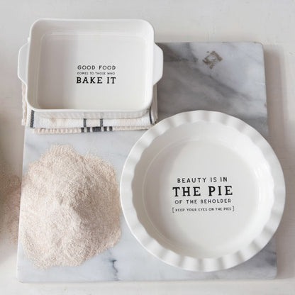 Stoneware Pie Dish w/ Wax Relief Saying ©